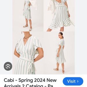 Cabi Women's Striped Green Dress Cabi Boardwalk Spring 2024